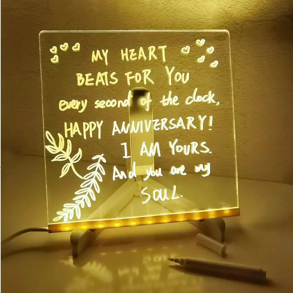 Erasable USB Children‘s  Acrylic Message Board, Drawing Board Table Light, Advertising Board, Fun Fall Gift, Bedroom