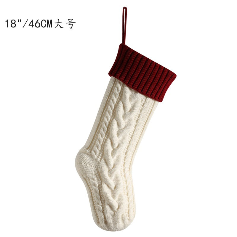 Knitted Christmas Gift Bag Decorative Stockings Christmas Stockings Pendant Color-matching Extra Large Angle Twist 46 Large Capacity Gift Bag