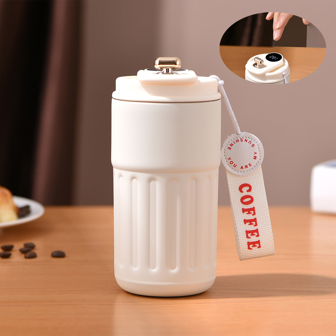 Coffee Cup 316 Stainless Steel Vacuum Cup , Water Cup High-looking Smart Temperature Measuring Rope Portable Vacuum Cup