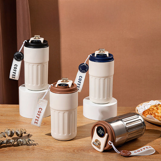 Coffee Cup 316 Stainless Steel Vacuum Cup , Water Cup High-looking Smart Temperature Measuring Rope Portable Vacuum Cup