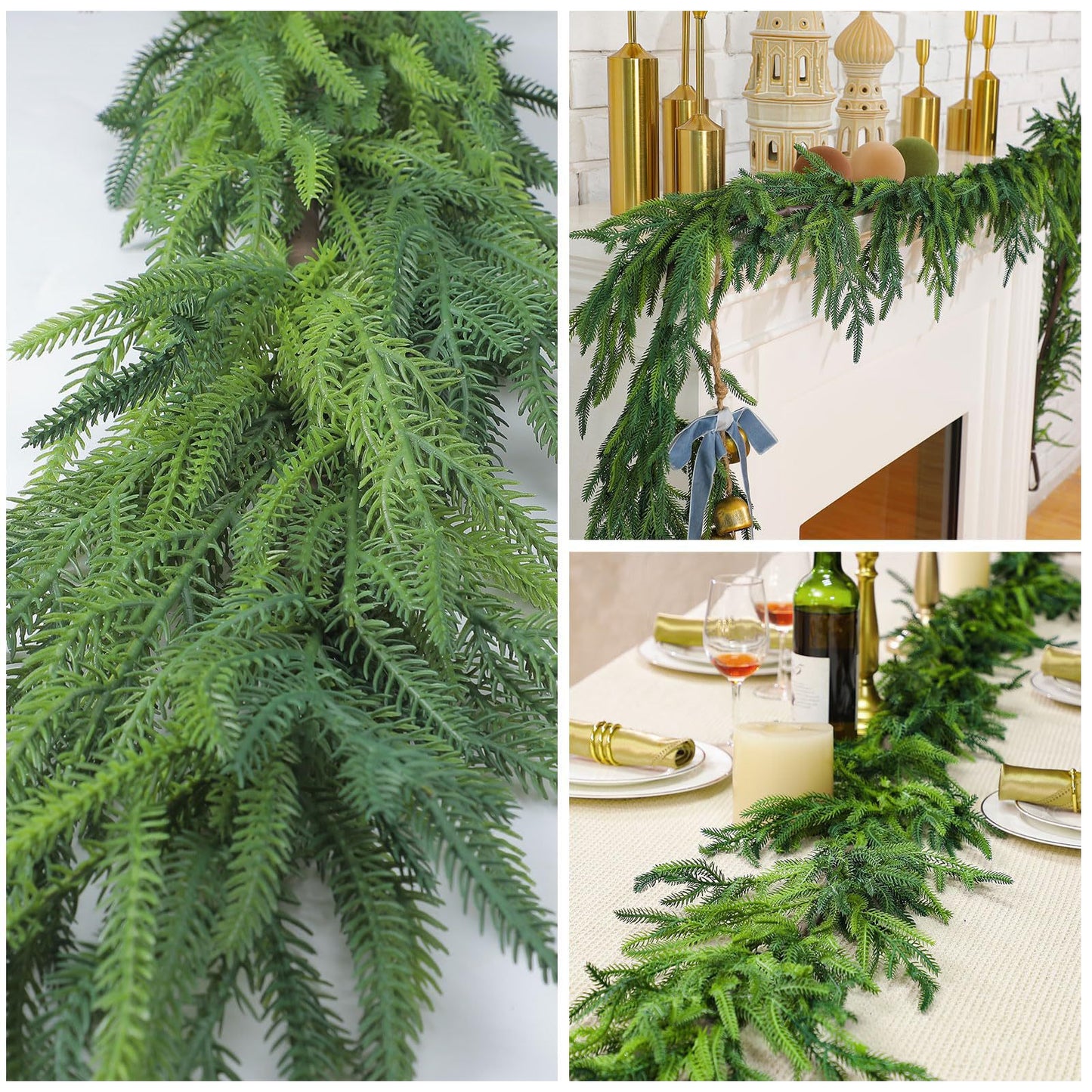 Norfolk Pine Leaves Needle Rattan Ideal For Christmas Decoration, Tabletops, Fireplace, Simulation Door Hanging Wreath