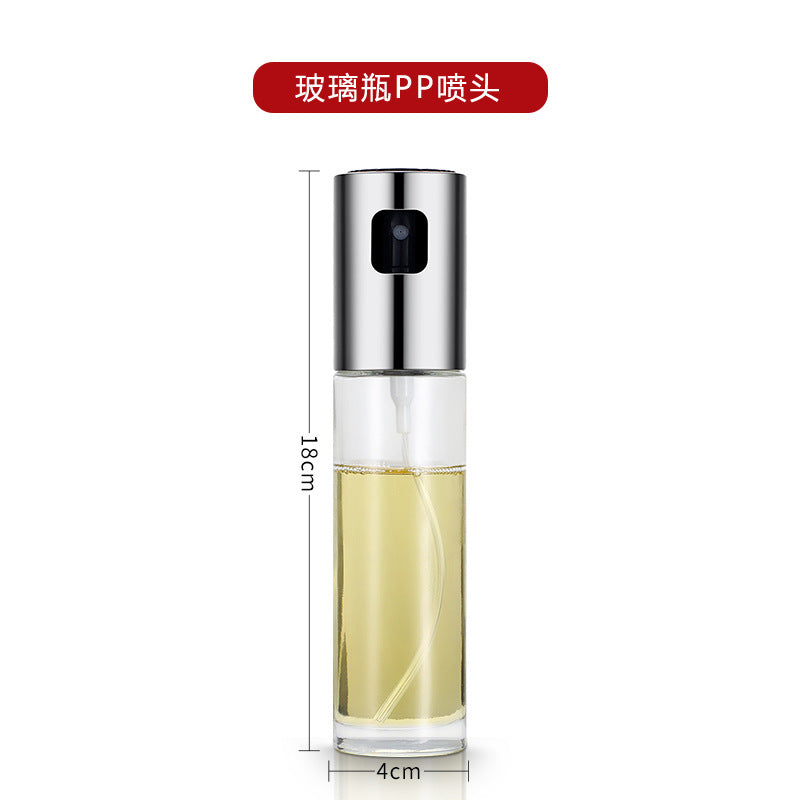 Stainless Steel Oil Spray Bottle Kitchen Household Push-type Glass Oil Pot Barbecue Seasoning Spray Oil Pot