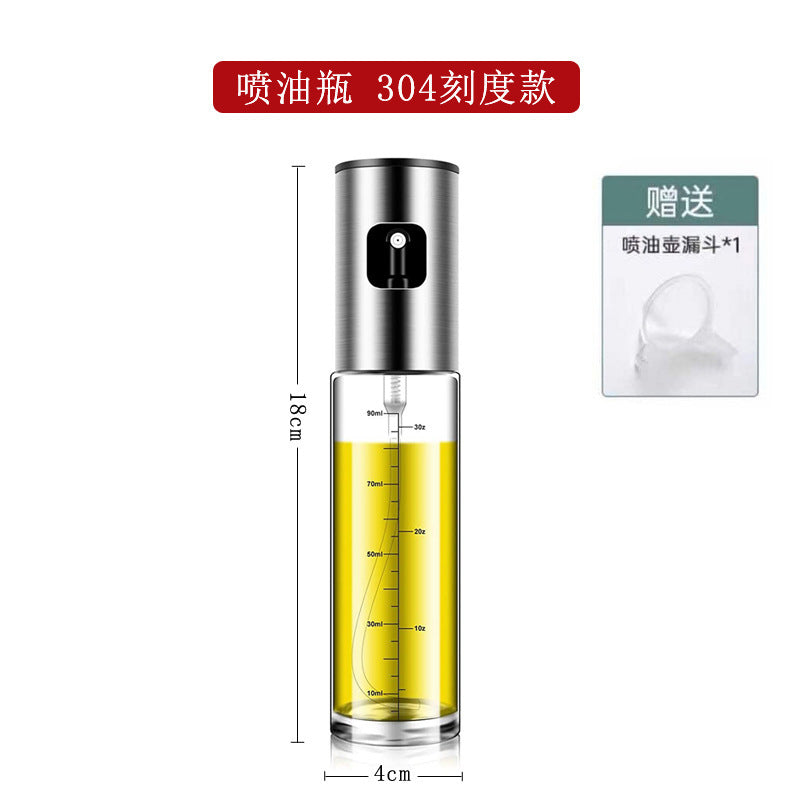 Stainless Steel Oil Spray Bottle Kitchen Household Push-type Glass Oil Pot Barbecue Seasoning Spray Oil Pot