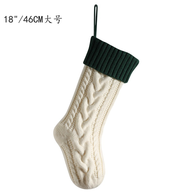 Knitted Christmas Gift Bag Decorative Stockings Christmas Stockings Pendant Color-matching Extra Large Angle Twist 46 Large Capacity Gift Bag