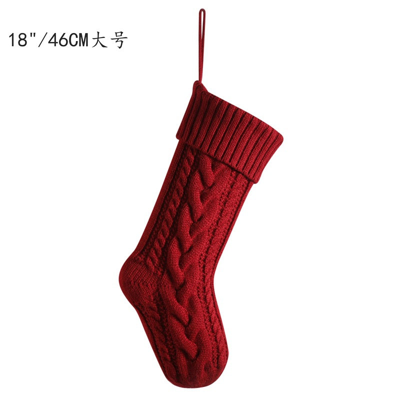 Knitted Christmas Gift Bag Decorative Stockings Christmas Stockings Pendant Color-matching Extra Large Angle Twist 46 Large Capacity Gift Bag