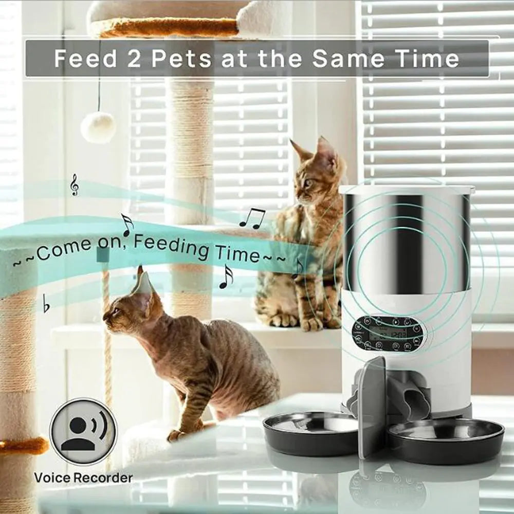 Automatic Wi-Fi Cat Feed  Dog Feeder with Freshness Preservation, 5L Timed Cat Feeder with Low Food Sensor, Up to 10 Meals Per Day, Granary Pet Feeder for Cats, Black